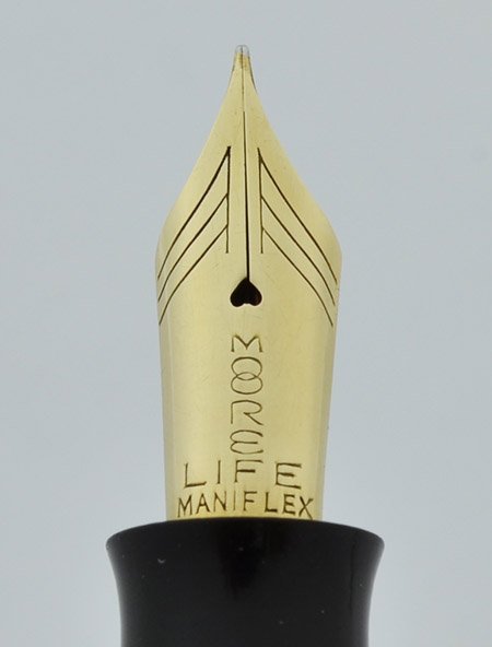 Moore 94-A Fountain Pen - 1940s, Grey & Green Striped Marble, 14k